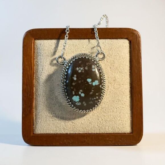 Southwestern Number 8 Turquoise Cross Pendant Necklace Sterling Silver New - Picture 1 of 5